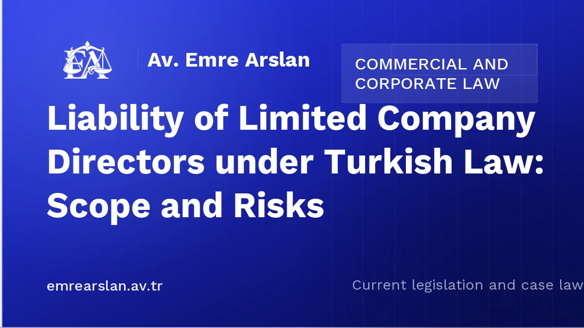 Liability of Limited Company Directors under Turkish Law: Scope and Risks